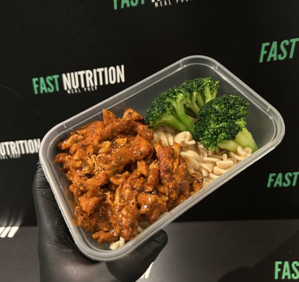 Delicious nutritious meal with lean meat, broccoli, and pasta for meal prep. Perfect for muscle gain and healthy eating.