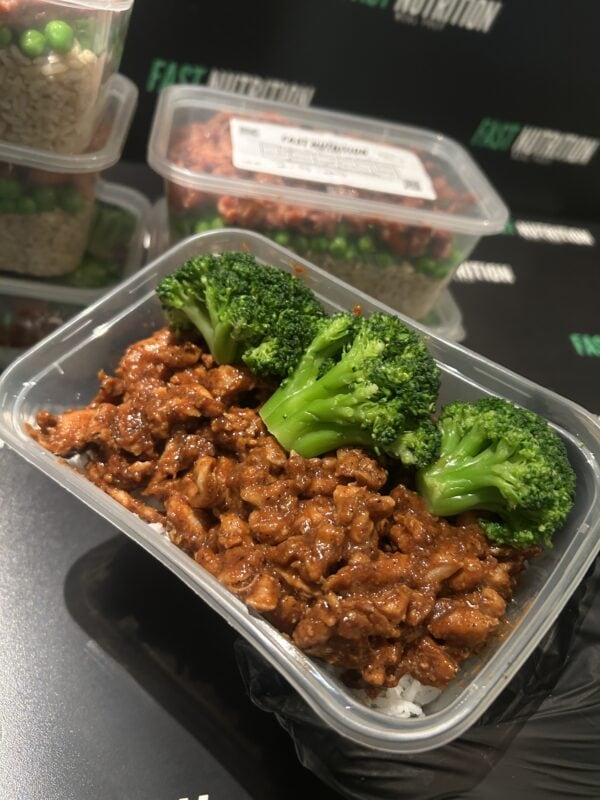 Nutrient-packed broccoli and lean beef meal, perfect for fitness and healthy eating.