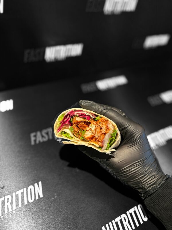 Healthy protein-rich wrap for fitness enthusiasts from Fast Nutrition UK. Perfect for on-the-go nutrition.