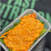 Healthy protein meal in a portable container, ideal for fitness enthusiasts or meal prep plans.